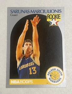 Carta Sarunas Marciulionis Golden State Warriors 1990 NBA Hoops Rookie #115 - Foto 1 di 2