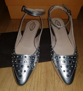 Tod's Damenballerinas, Echtleder Gr. 38, Silber, Neu - Bild 1 von 10