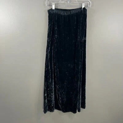 Falda Eileen Fisher Talla S Verde Mezcla Seda Terciopelo Triturado Línea A Longitud Midi Foto 1 de 4