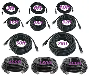 Cat5 CAT5e Rj45 Patch Cable Black Ethernet Lan Modem Ethernet LAN Network PC Lot - Picture 1 of 5