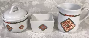 Corelle Coordinates Stoneware Creamer, Sugar Dish w/Lid, Sugar Packet Holder - Picture 1 of 8