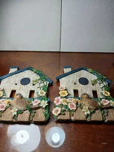 Interruttore doppia luce 2 voliera con fiori e uccellini. Piastre di copertura 3D 6" L X 6,5" L - Foto 1 di 5
