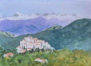 Alain CROUSSE - ACWATERCOLORS - Village de Carros, Provence - Original Aquarell - Bild 1 von 3