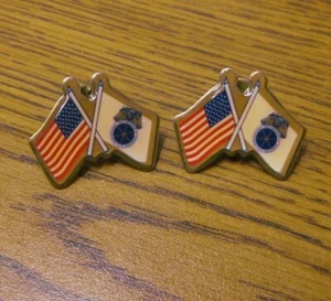 New 2 IBT Teamsters AFL-CIO Jugate Pin 1" International Brotherhood of US Flag - Picture 1 of 4