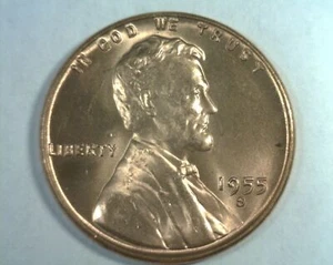 1955-S LINCOLN CENT PENNY CHOICE / GEM UNCIRCULATED RED CH /GEM UNC. RD 99c SHIP - Picture 1 of 2