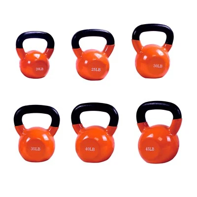 Kettlebells recubiertos de vinilo naranja de 20 lb-45 lb para entrenamiento de fuerza Kettlebells Foto 1 de 4