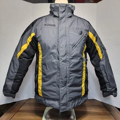 Abrigo Columbia Youth Gris Oscuro y Amarillo Cremallera Pesada - Talla 10/12 Foto 1 de 4