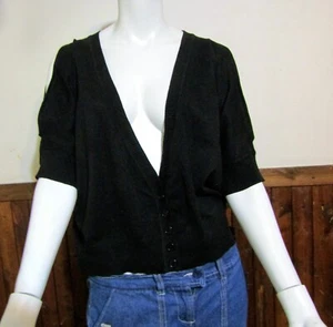 BONGO JUNIOR WOMANS 3X BLACK LACE BACK BUTTON COLD SHOULDER SWEATER NWT - Picture 1 of 4
