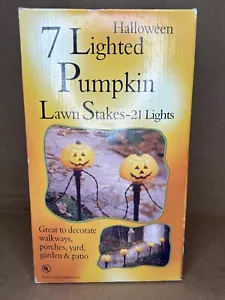 7 Halloween Lighted Pumpkin & Ghost Lights Lawn Stakes - New Open Box - Picture 1 of 10