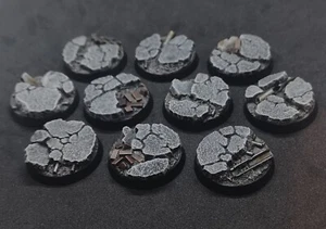 32mm urban ruins rubble bases x10 Concrete for Warhammer 40k (unpainted) - Picture 1 of 7