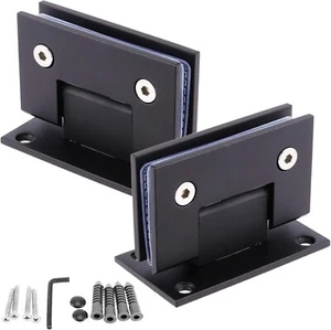 2 Pack 90-Degree Glass Door Hinges - Wall-to-Glass, Matte Black - Picture 1 of 6