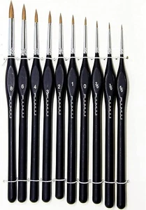 Kolinsky Sable Detail Paint Brush Set-10pcs Siberian Mink Miniature Brushes AU - Picture 1 of 7