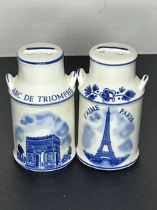 Delft Blue Salt & Pepper Shaker Milk Jug Can Paris Good Condition Vintage Blue - Picture 1 of 9
