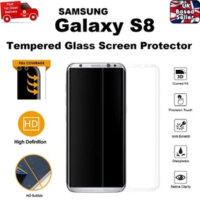 Full Coverage Bubble Free Tempered Glass Screen Protector For Samsung S8 CLEAR - Imagen 1 de 10