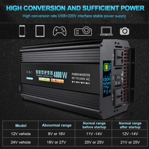 4000W 8000W Sine Wave Power Inverter 12V/24V to 240V Converter 3KW 4KW LCD UK - Picture 1 of 17