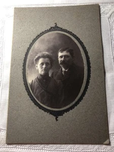 Vintage antikes Kabinett Foto Ehemann & Frau großer Schnurrbart H-77 - Bild 1 von 4