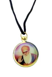 Sikh Guru Nanak Ji Baba Vadbhag Singh Round Pendant Black Evil Shield Thread MM1 - Picture 1 of 12