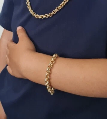 Brazalete Belcher Patrón Oro 9 quilates GF Niños Niñas 7" 6 mm Eslabón Corte Diamante Foto 1 de 3