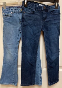 LOT of 2 Girls Blue Stretch Denim Jeans-Levi's Flare & Oshkosh Skinny (Size 6X) - Picture 1 of 7