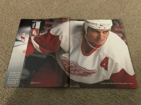 Vintage 1996 SERGEI FEDOROV DETROIT RED WNGS JERSEY NIKE Poster Print Ad 1990s Cover