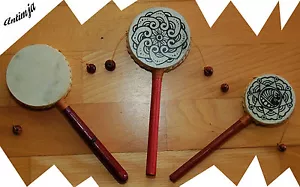 Gebetstrommel Stabtrommel Domroo Affentrommel Kindertrommel Indische Handtrommel - Bild 1 von 11