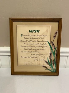Vintage Framed Buzza Moto Print 1936 Success! 7.5" X 6.5" Edgar A Guest - Picture 1 of 5