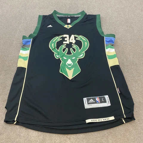 Milwaukee Bucks Giannis Antetokounmpo #34 Stitched Jersey adidas Men's Large +2 Cover