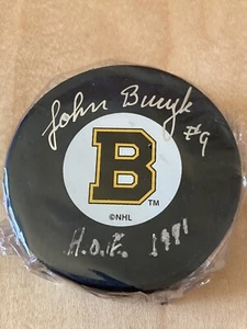 John Bucyk Autographed Official NHL Puck HOCKEYINK CERTIFIED - Imagen 1 de 3