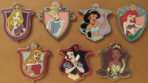 WDW~Lot 7 Disney Princess Crest Pins - 2012 Mystery Pins Collection # 90903 - Picture 1 of 3