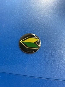 Traditional Wakaba Leaf Yellow Green Black Shift Knob Sticker Emblem - Picture 1 of 4