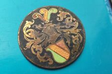 Antique uniform button with coat of arms enamels crown Ancient medieval Artefact