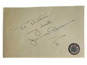 James Dean signed handsigniert Seite 3 1/2" x 5 3/4" mit Dual COA'S - Bild 1 von 4