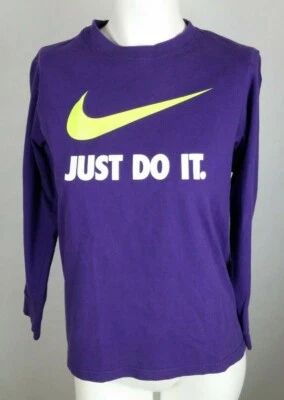 NIKE Girl's Youth Shirt Sz Large Purple Yellow Long Sleeve Just Do It - Image 1 of 4