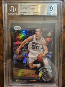 Manu Ginobili 2002-03 Topps Chrome BLACK Refractor /99 BGS 9 RC