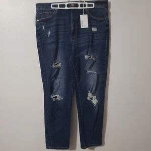 Tricot Womens Stretch Distressed Blue Jeans Style TR8010 Slim Fit Boyfriend 2XL - Picture 1 of 8