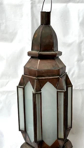 Authentic Handmade Moroccan Candle Lantern with White Frosted Glass *CLEARANCE* - Picture 1 of 7