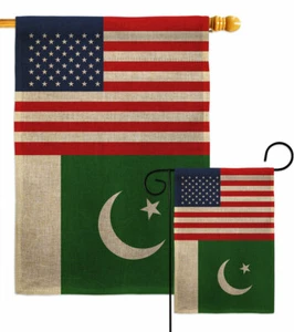 Pakistan US Friendship Burlap Garden Flag  Decorative Gift Yard House Banner - Picture 1 of 19