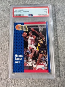 Fleer #220 1991 Michael Jordan League Leaders - PSA 7 casi nuevo - Chicago Bulls GOAT - Imagen 1 de 1