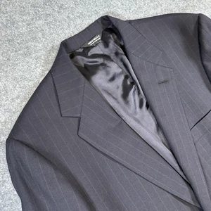 Vintage The Andover Shop Blazer Mens 46 Navy Pinstripe Wool USA Union Made 90s - Picture 1 of 14
