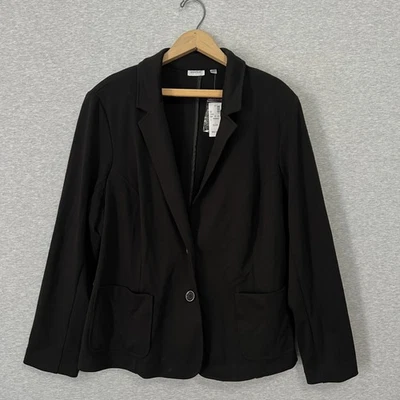 Blazer Avenue Knit Mujer 22/24 Negro Elástico Un Botón Chaqueta de Carrera Nuevo con Etiquetas Foto 1 de 4