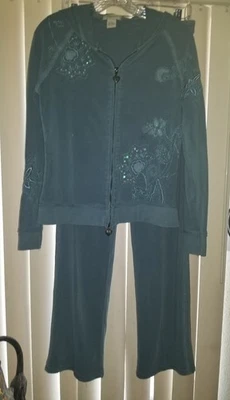 Calça lounge e jaqueta com capuz turquesa vertigo tamanho médio levemente usada - Imagem 1 de 4