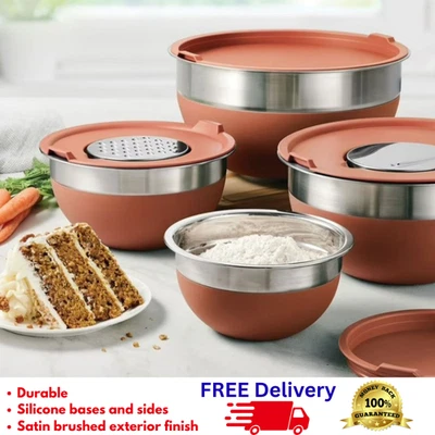 Juego de 10 cuencos mezcladores de acero inoxidable Tramontina con tapas ralladores base de silicona Foto 1 de 4