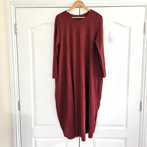 Vestido midi OSKA para mujer talla 1 talla grande naranja marrón asimétrico Lagenlook elástico - Imagen 1 de 11