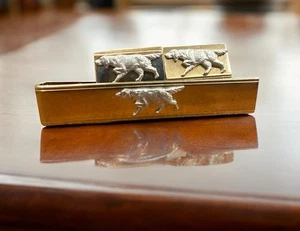 Fermacravatta vintage Swank Golden Retriever con gemelli abbinati - Foto 1 di 3