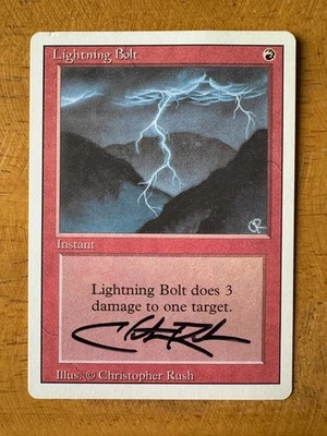 MTG Magic - LIGHTNING BOLT - Revised / 3rd Edition - SIGNED by Christopher Rush - Image 1 of 2