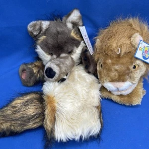 The Puppet Company Big Bad Wolf Hand Puppet 15” AND Get Ready Kids Lion NEW NWT - Picture 1 of 24