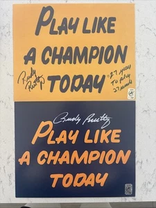 LOT OF 2: Notre Dame Signed Rare Inscription Ruettiger PLAY LIKE A CHAMPION 8x10 - Picture 1 of 3