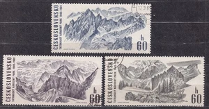 CZECHOSLOVAKIA 1969 SC#1640/42 USED 60h x3 st.+lab. Tatra Mountains Natl. Park. - Bild 1 von 1