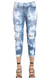 DSquared2 Distressed Glam Head Jeans IT 38 US XS Button Fly Rolled Ankle (V4 - Picture 1 of 6