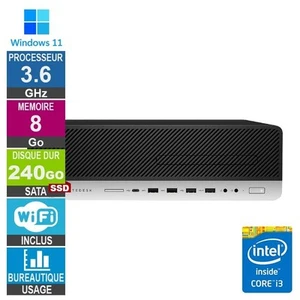 HP 800 G5 SFF i3-8100 3.60GHz 8Go/240Go SSD Wifi W11 - Photo 1/1